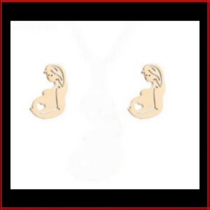Clous d'oreilles acier doré future maman