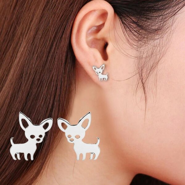 Clous d'oreilles Acier argent Chihuahua