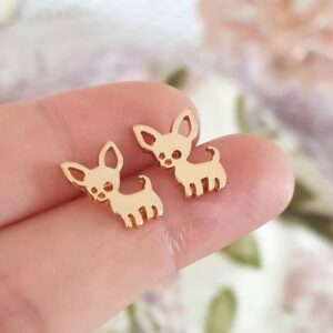 Clous d’oreilles Acier gold Chihuahua