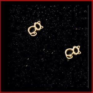 Clous d'oreilles acier gold chat