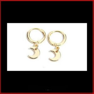 Boucles d'oreilles anneau acier doré lune