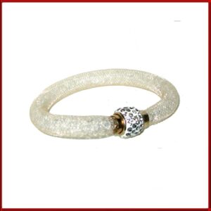 Bracelet magnétique résille beige et strass