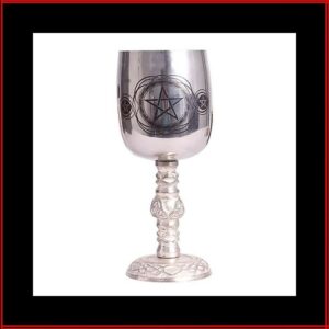 Calice sur pied rituel pentacle acier