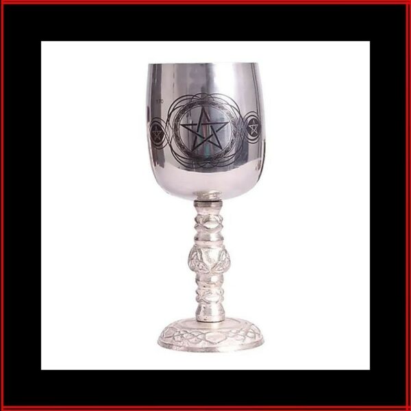 Calice sur pied rituel pentacle acier