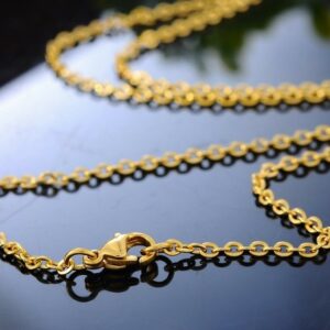 Chaine acier doré maille forçat 45 cm