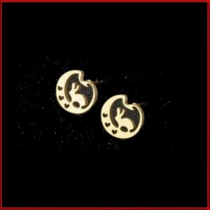 Clous d'oreilles acier doré coeur de lapin