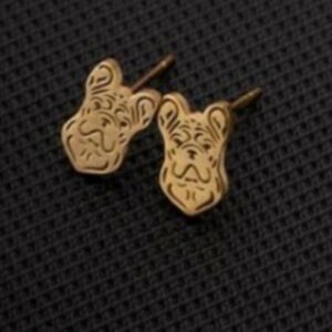 Clous d'oreilles acier gold bouledogue