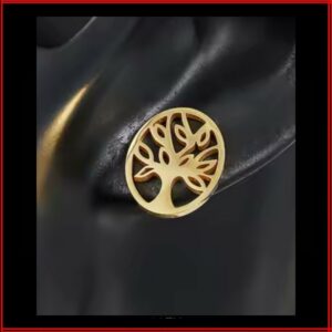 Clous d'oreilles acier gold arbre de vie