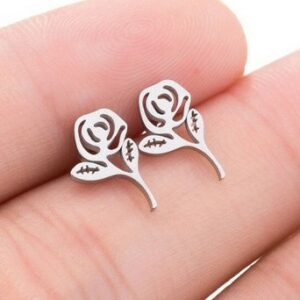 Clous d'oreilles acier argent rose