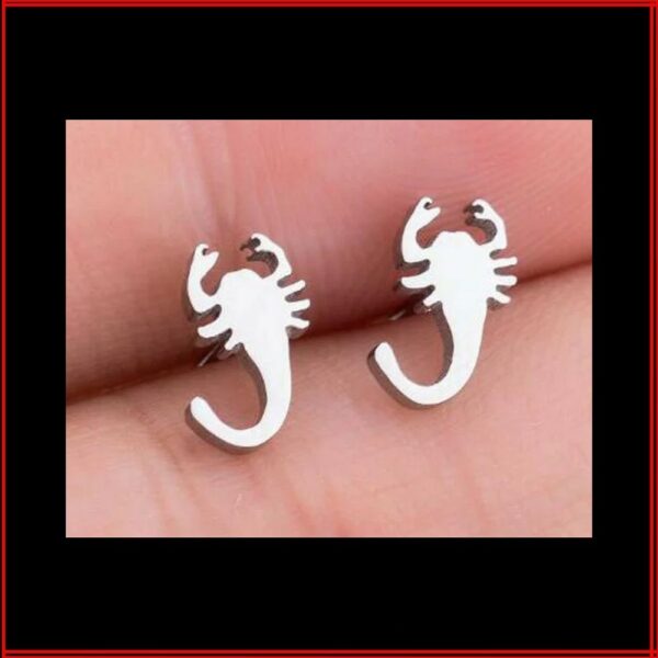 Clous d'oreilles acier argent scorpion