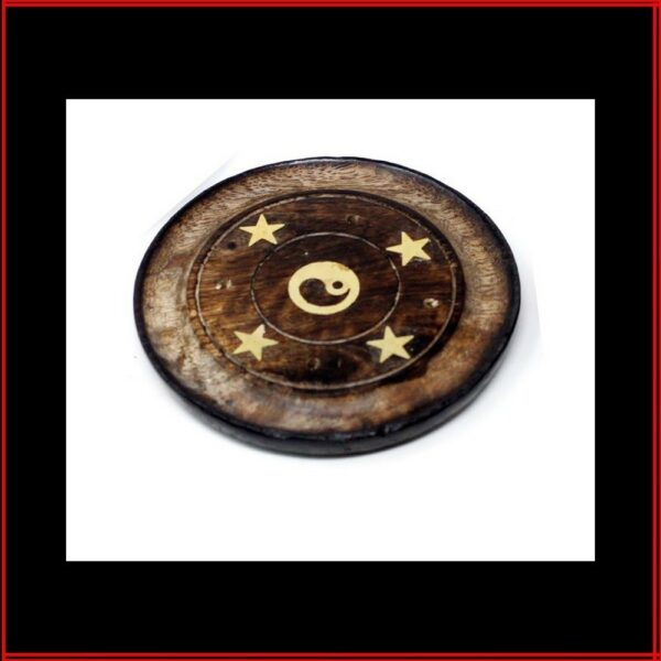 Porte encens bois étoile et Yin Yang 4 bâtonnets