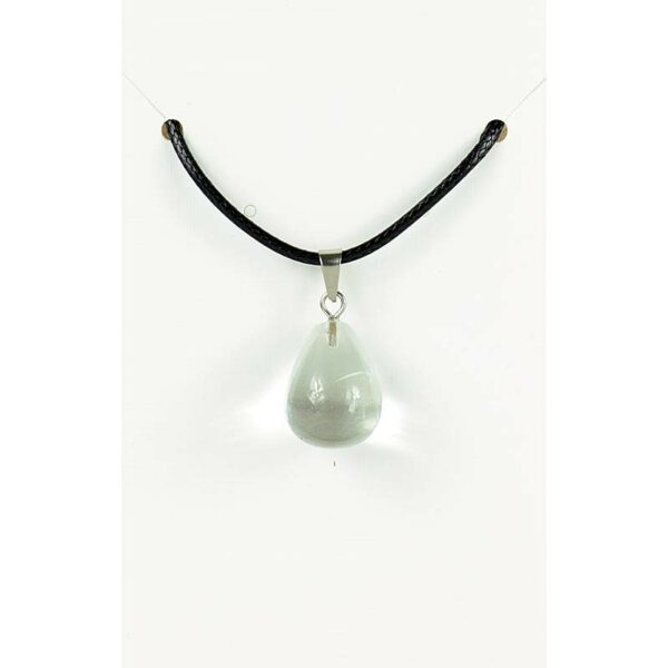 Collier cordon noir goutte pleine cristal de roche