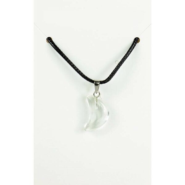 Collier cordon cuir noir et son croissant de lune cristal de roche