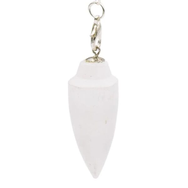 Pendule conique laiton argent sélénite 7 chakras