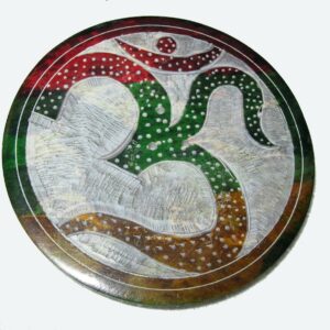 Plaque Porte encens 2  bâtonnets en malachite AUM