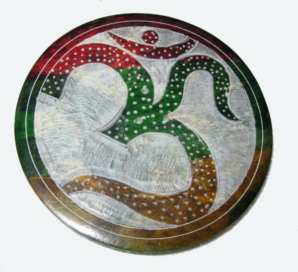 Plaque Porte encens 2  bâtonnets en malachite AUM
