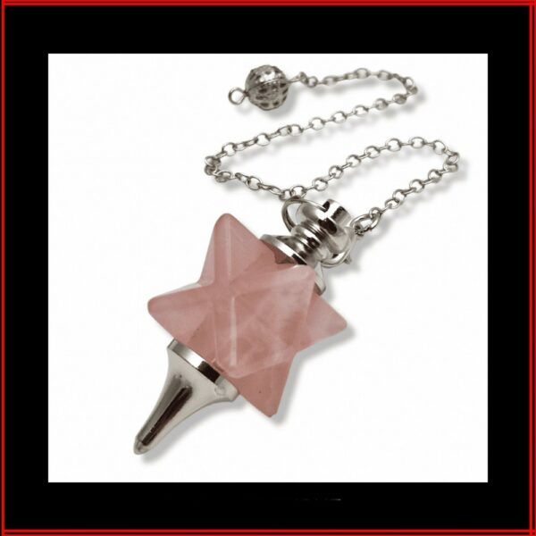 Pendule merkaba laiton argent quartz rose