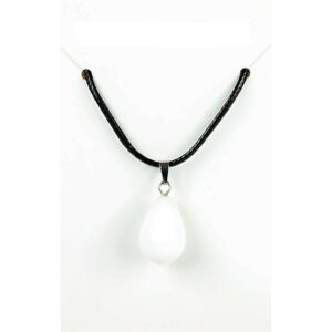 Collier cordon noir goutte pleine agate blanche