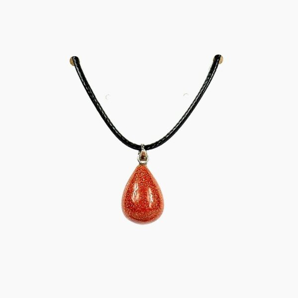 Collier cordon noir goutte pleine Soleil rouge
