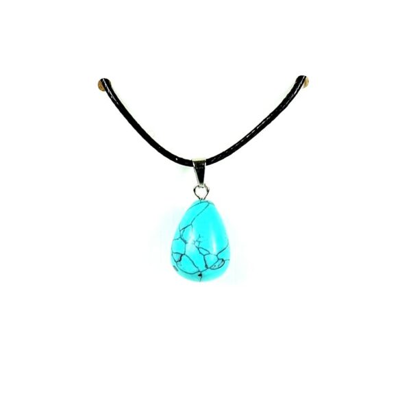 Collier cordon noir goutte pleine howlite turquoise