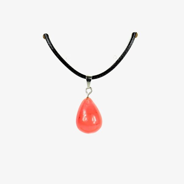 Collier cordon noir goutte pleine cornaline