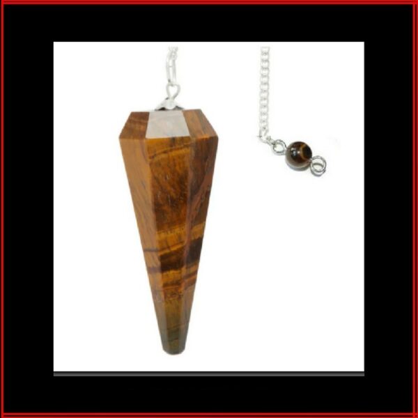 Pendule conique laiton argent oeil de tigre