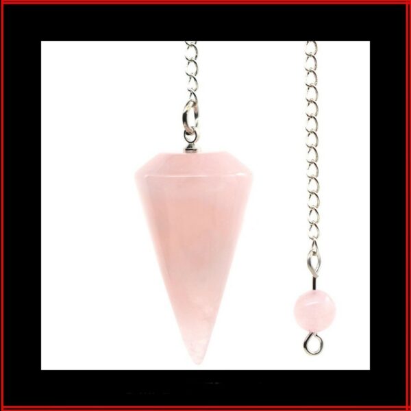 Pendule conique laiton argent quartz rose