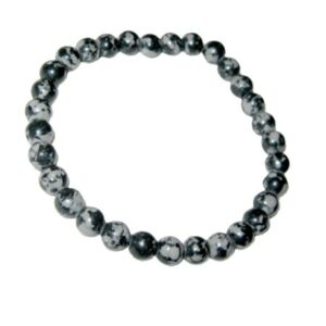 Bracelet élastique en perles 6 mm obsidienne mouchetée