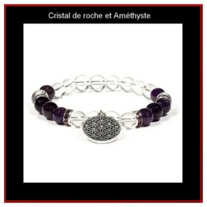Bracelet fleur de vie cristal de roche et améthyste