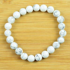 Bracelet Howlite Blanc élastique 8 mm