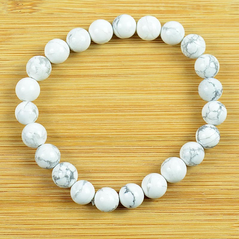 Bracelet Howlite Blanc élastique 8 mm