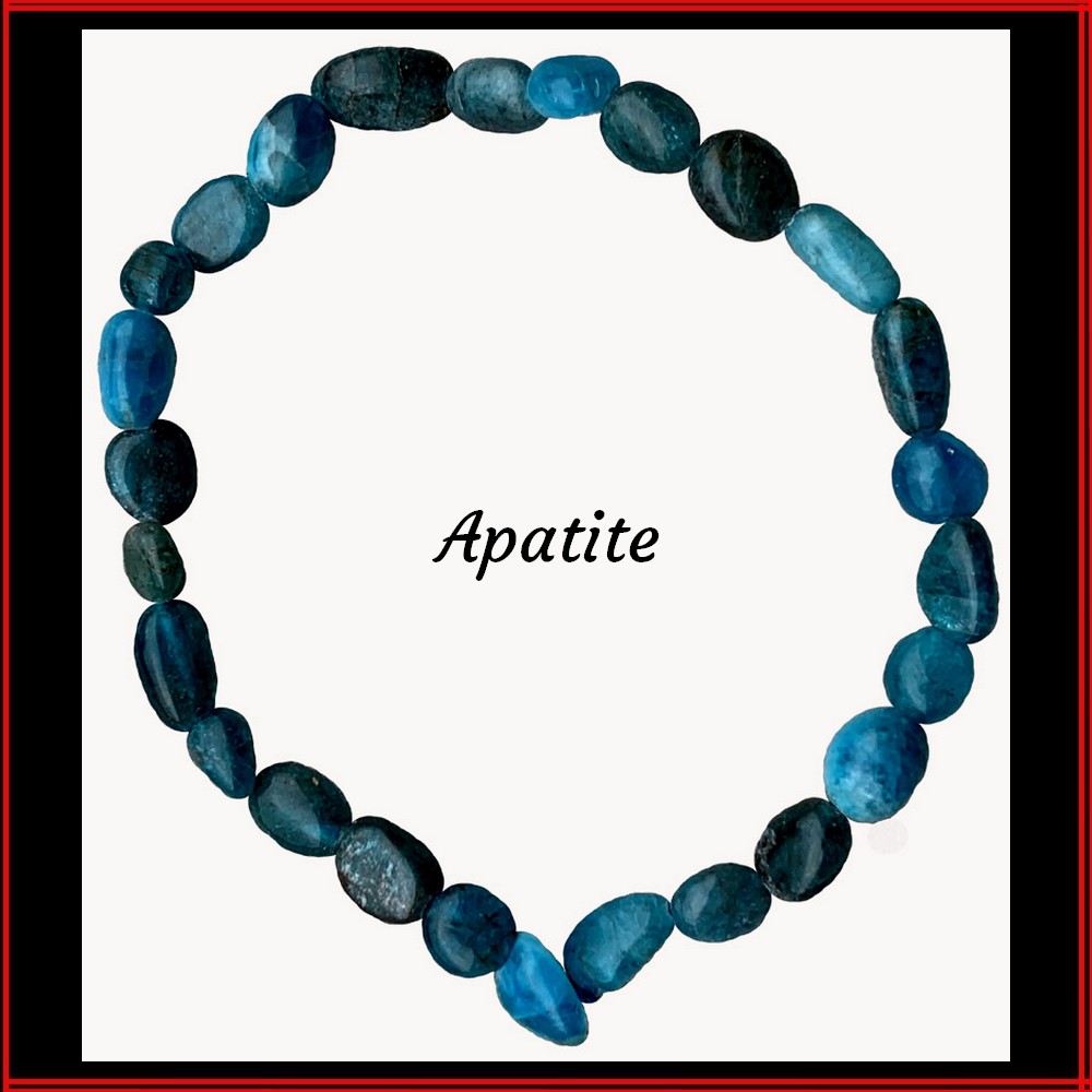 Bracelet en pierre roulée apatite élastique