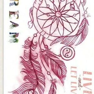 Capteur de rêves tatouage éphémère pour le corps rose