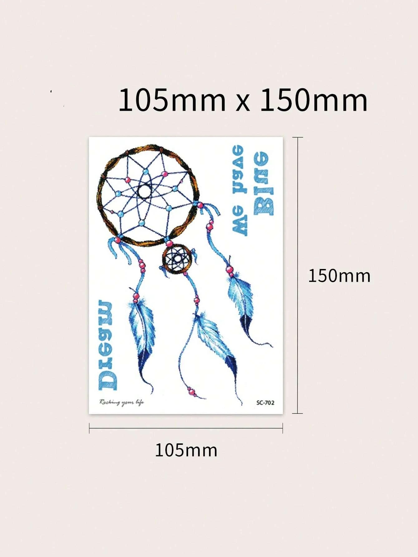 Capteur de rêves tatouage éphémère pour le corps bleu