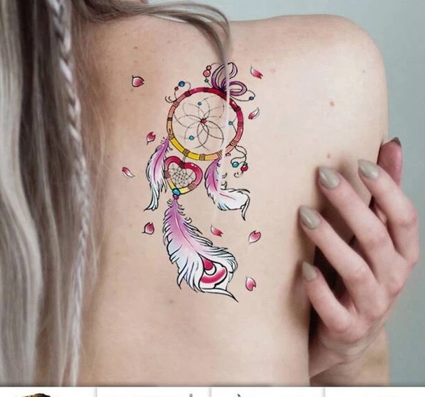 Capteur de rêves tatouage éphémère pour le corps bleu – Image 2